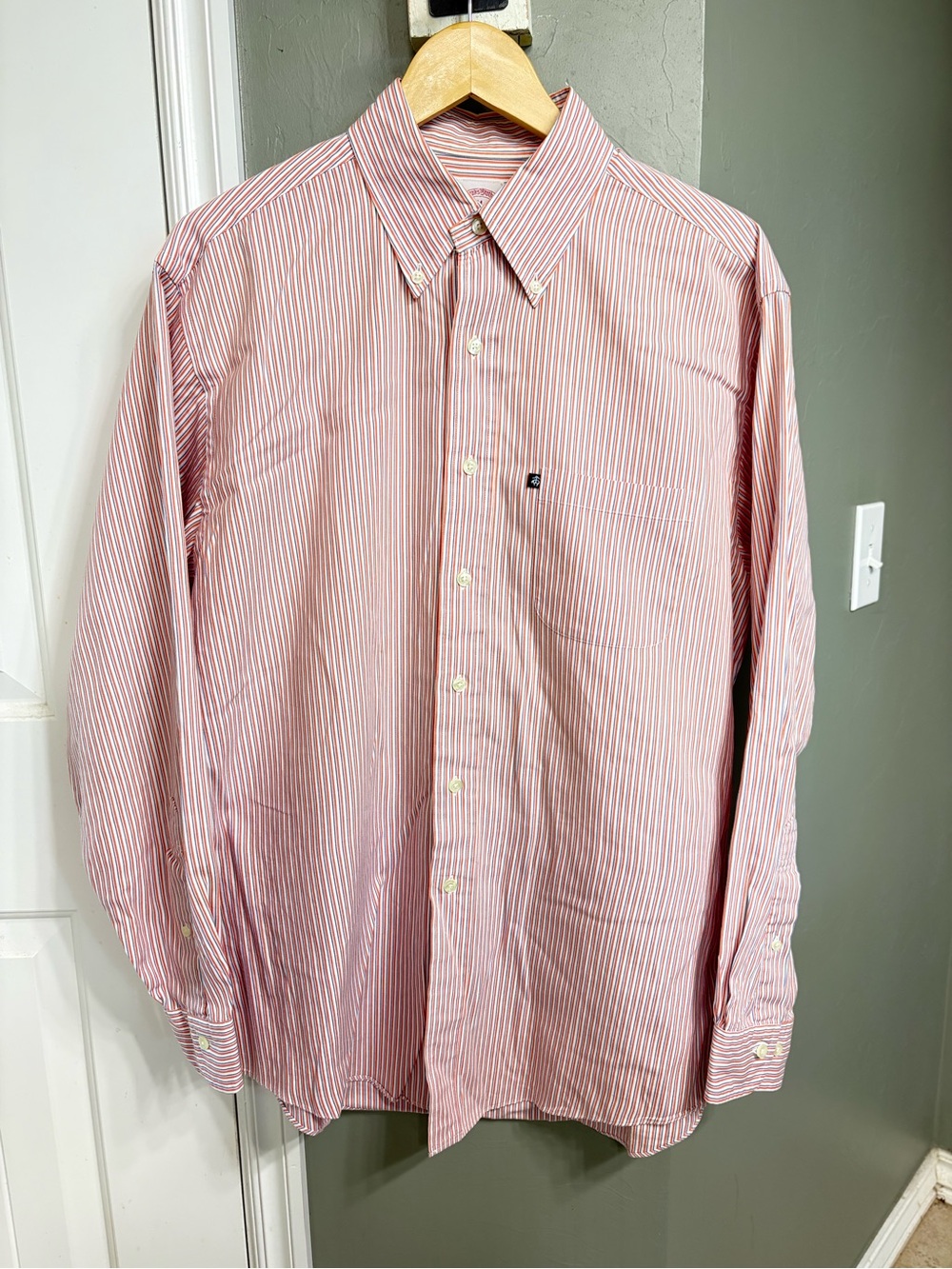Brooks Brothers Red and White Stripe Button-Down Dress Shirt